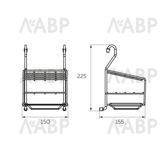 Подставка для столовых приборов подвесная на рейлинг хром MX-416 / 18153 / оптом и в розницу / мебельная фурнитура "ЛАВР"