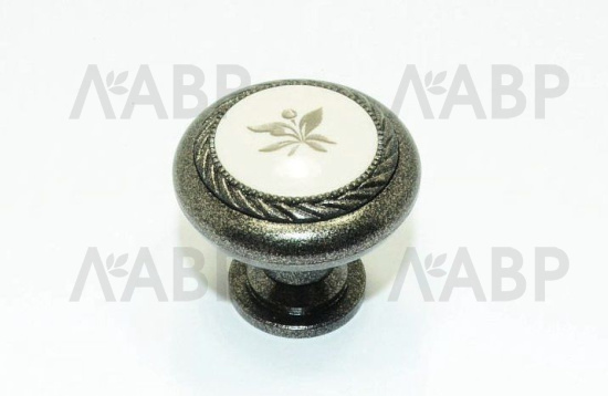 Ручка мебельная кнопка К4 бронза + имитация керамики тюльпан / 19943 / оптом и в розницу / мебельная фурнитура "ЛАВР"