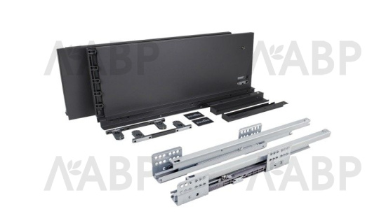 СТАРТ выдвижной ящик  с доводчиком, тонкий 230 мм, графит /SB21GRPH.1/500 / 709598 / оптом и в розницу / мебельная фурнитура "ЛАВР"