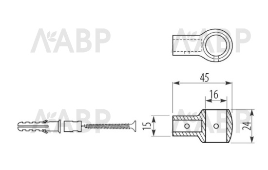 Держатель рейлинга ретро хром Т2804 / 18003 / оптом и в розницу / мебельная фурнитура "ЛАВР"