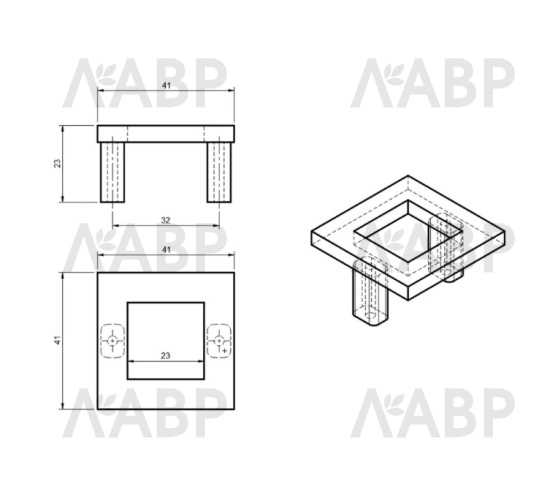 Ручка-кнопка Vintage Frame нержавеющая сталь, 32 мм /41х41 мм /11.3731.49 / 39849 / оптом и в розницу / мебельная фурнитура "ЛАВР"