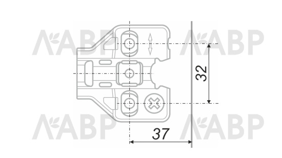 планка Боярд для петли H316 NEO HIT h=2 трапециевидная с эксц. рег. / H5112 (400) / 711256 / оптом и в розницу / мебельная фурнитура "ЛАВР"