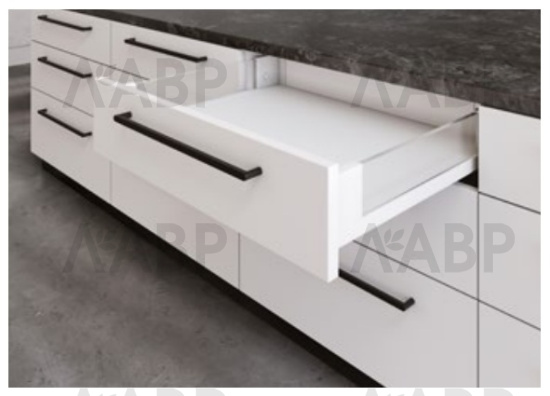 ящик GTV AXIS PRO GLASS 86*500мм, доводчик, 40кг, белый/PB-AXISPRO-GLASS-KPL500A1 / 09966 / оптом и в розницу / мебельная фурнитура "ЛАВР"