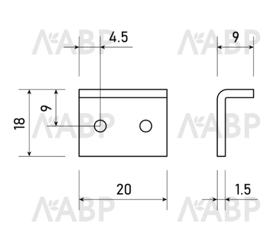 Ответная планка для мебельного замка (угол) / 01001-1 / оптом и в розницу / мебельная фурнитура "ЛАВР"