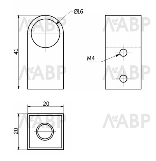 Держатель рейлинга модерн хром RAT-13 / 18023 / оптом и в розницу / мебельная фурнитура "ЛАВР"