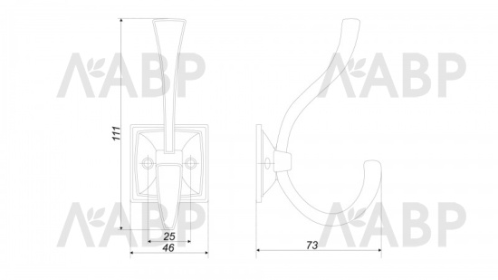 Крючок мебельный двухрожковый черный K216AB.8 Boyard / 707166-2 / оптом и в розницу / мебельная фурнитура "ЛАВР"