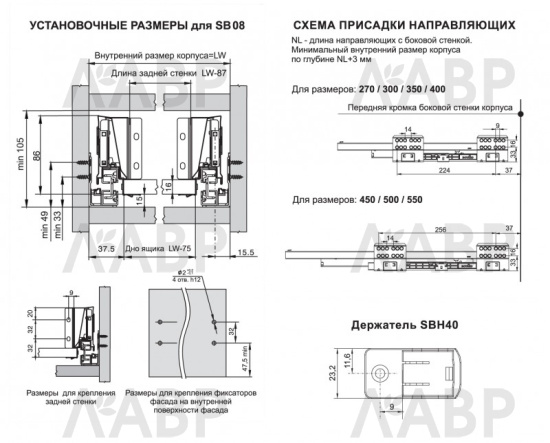 СТАРТ рейлинг прямоугольный 350мм Боярд графит, SBR09/GRPH/350 / 709421-2 / оптом и в розницу / мебельная фурнитура "ЛАВР"