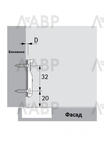 Хеттих/Sensys/Intermat* монтажная планка 8099 3мм линейная с эксцентр (50)9117342  / 37749 / оптом и в розницу / мебельная фурнитура "ЛАВР"