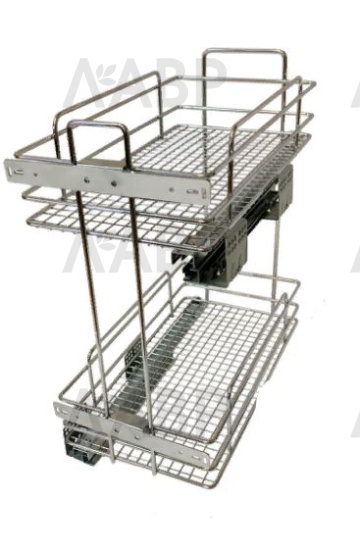 корзина выдвижная 300мм, доводчик, 2 яруса, бокового крепл, хром Kalibra / 25361 / оптом и в розницу / мебельная фурнитура "ЛАВР"