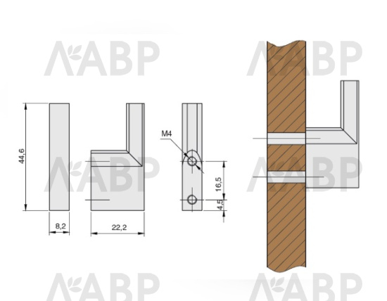 Крючок мебельный однорожковый ВМ-5 металлический черный / 07283 / оптом и в розницу / мебельная фурнитура "ЛАВР"