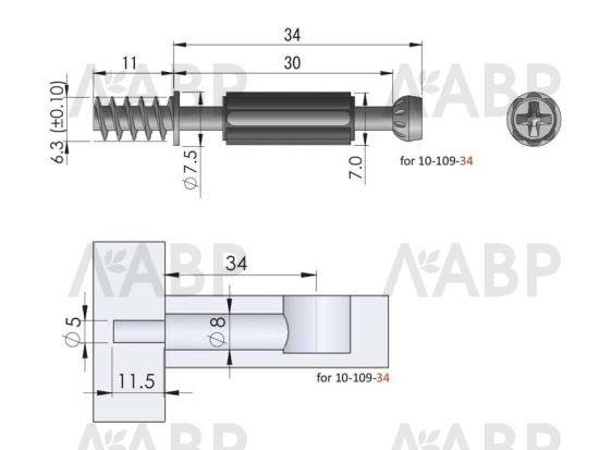 эксцентрик саморез с пластм. втулкой (4000) / 21546 / оптом и в розницу / мебельная фурнитура "ЛАВР"