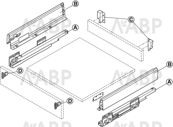 Выдвижной ящик Matrix Box 84*500мм Soft-Close белый 552.56.795 Hafele / 94077 / оптом и в розницу / мебельная фурнитура "ЛАВР"