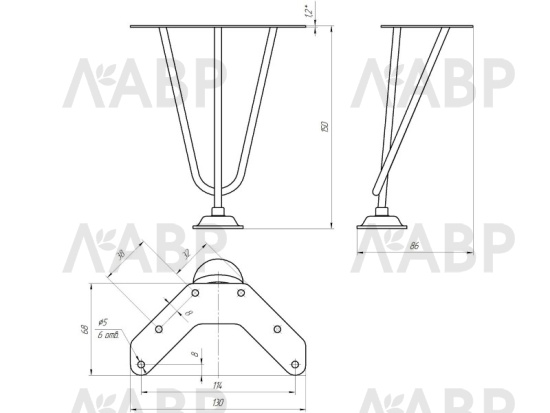 Опора мебельная регулируемая усиленная LOFT 150мм белая / 10252 / оптом и в розницу / мебельная фурнитура "ЛАВР"