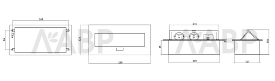 удлинитель GTV врезной прямоугольный 2 розетки, USB A+C, белый/AE-PBU02GS-10N / 16287-1 / оптом и в розницу / мебельная фурнитура "ЛАВР"