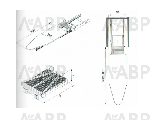 доска гладильная выдвижная STARAX в базу 400мм, антрацит/S-6616-A / 25770 / оптом и в розницу / мебельная фурнитура "ЛАВР"