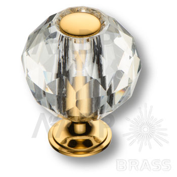 Brass 0737-003-2 ручка кнопка, латунь с кристаллом, глянцевое золото / 69750 / оптом и в розницу / мебельная фурнитура "ЛАВР"