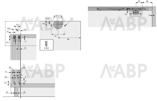 Комплект фурнитуры SysLineS Silent System для закрывания и открывания 9208511 Hettich / 37795 / оптом и в розницу / мебельная фурнитура "ЛАВР"
