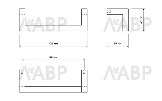 ручка скоба Laurus RPO ZA2773 96мм черный матовый MBK / 519189 / оптом и в розницу / мебельная фурнитура "ЛАВР"