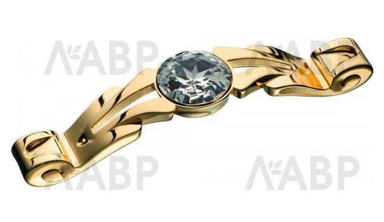 Ручка мебельная скоба 96мм с кристаллами Swarovski золото 15.166.96.SWA.19 Brass / 69245 / оптом и в розницу / мебельная фурнитура "ЛАВР"