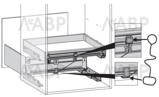 Хеттих/AvanTech You* комплект механизма для синхронизации открывания ящиков SYNCHRO ACCESS /9345018 / 97688 / оптом и в розницу / мебельная фурнитура "ЛАВР"
