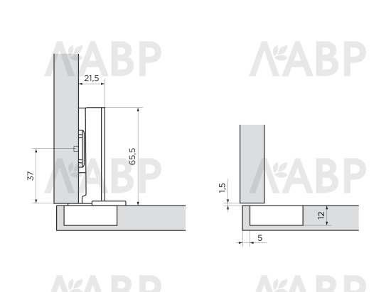 Петля мебельная четырехшарнирная накладная Clip-on с доводчиком  / 11043-1 / оптом и в розницу / мебельная фурнитура "ЛАВР"
