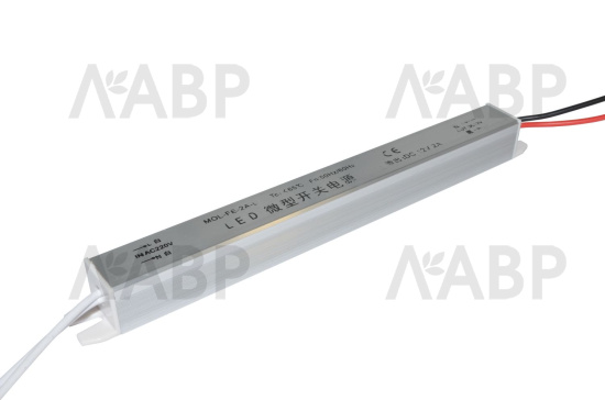 Блок питания для светодиодных лент и светильников тонкий 24Вт, 220-240/12В / 33184 / оптом и в розницу / мебельная фурнитура "ЛАВР"