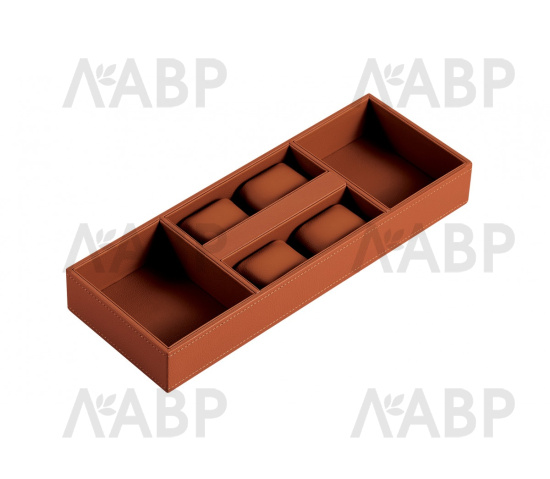 Nuomi/органайзер кожаный для украшений  и часов 150*410*55mm 4 секции, Ralphie / 6093800 / 86052 / оптом и в розницу / мебельная фурнитура "ЛАВР"